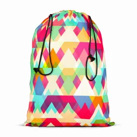 ArtzFolio Triangles D1 | Reusable Sack Bag | Bag for Gym, Storage, Vegetable & Travel | Velvet Fabric | Medium; 12 x 16 inch