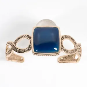 Blue Agate Sailors Rope Bronze Cuff