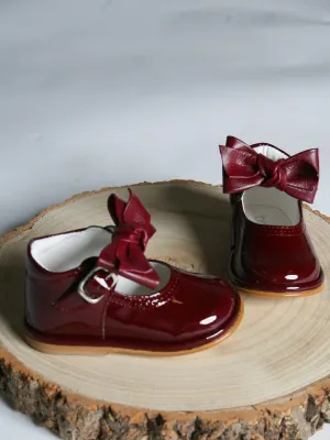 Borboleta Burgundy 'Vitoria' Leather Bow Shoes