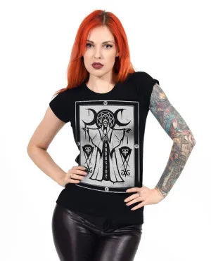 Darkside -  CULT PRIEST - Women's Capsleeve Occult Gothic T-Shirt - Black