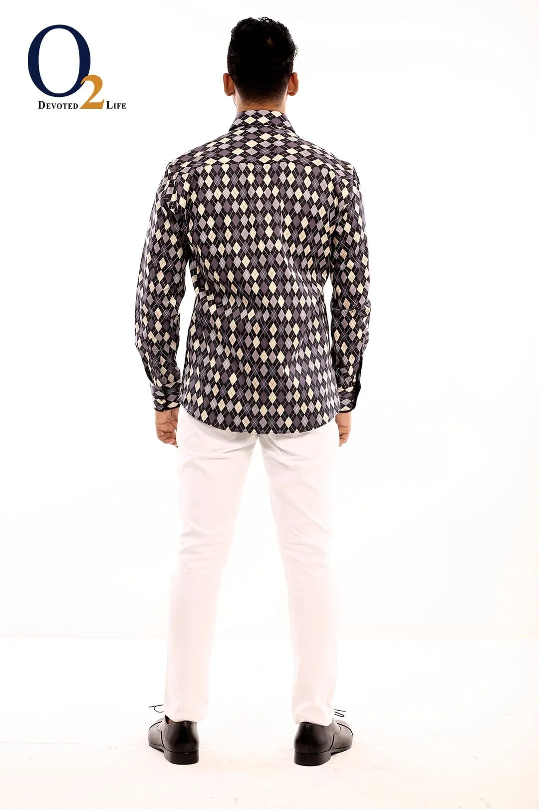 Diamond Print Casual Full Sleeve Shirt