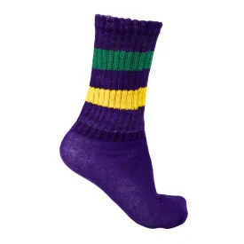 Mardi Gras Purple Striped Slouchy Socks