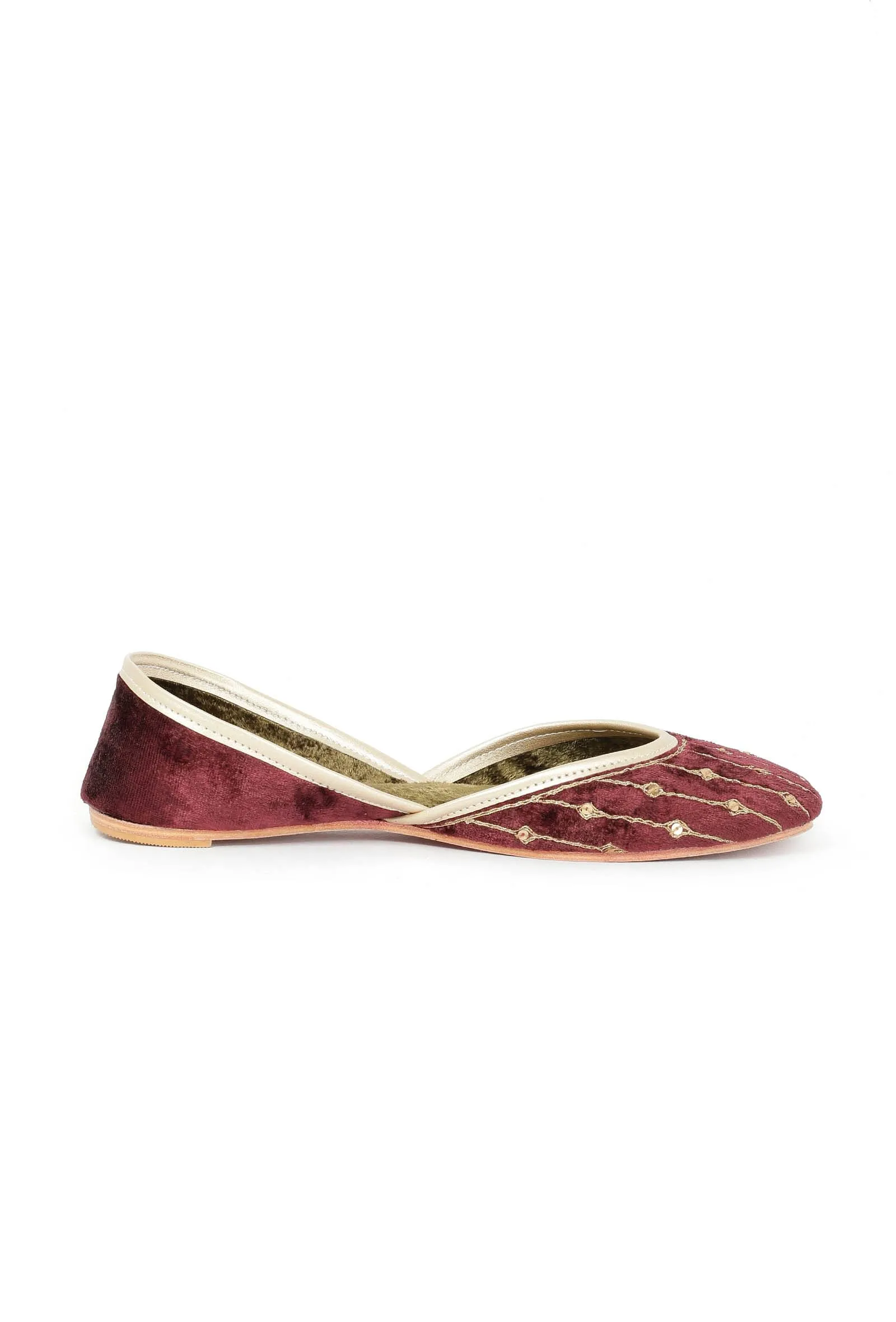 Mule Wine Contrast Velvet Jutti