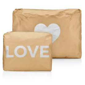 Set of Two - Jumbo & Medium Packs - Gold with Silver LOVE and Heart