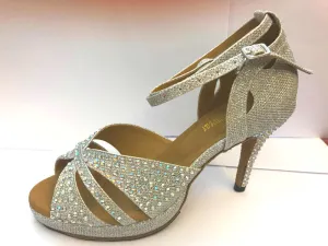 Silver Rhinestone Samba Platform Dance Shoes