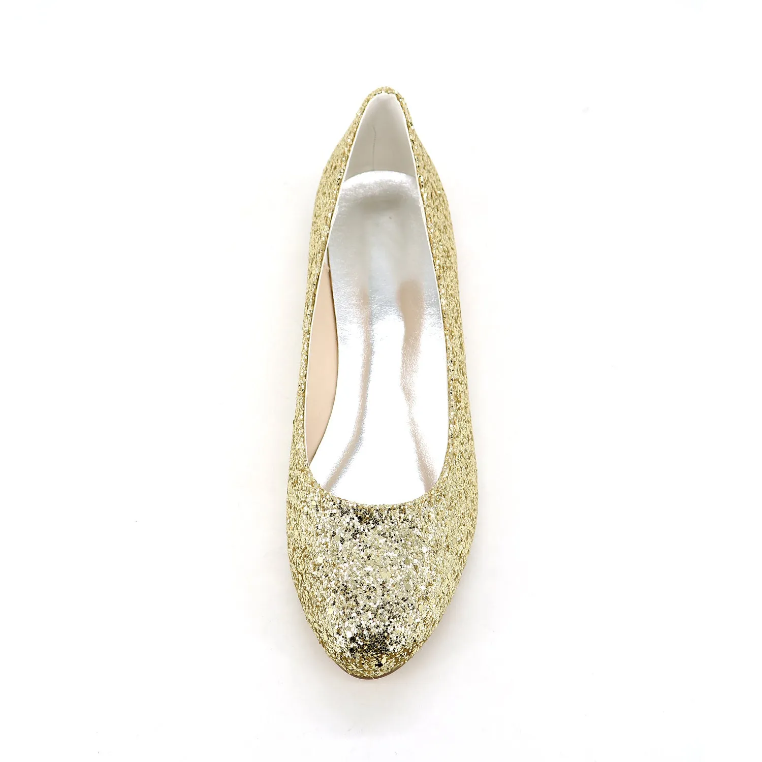 Women's Leatherette Flat Heel Flats With Sequin Wedding Shoes Bridal Shoes